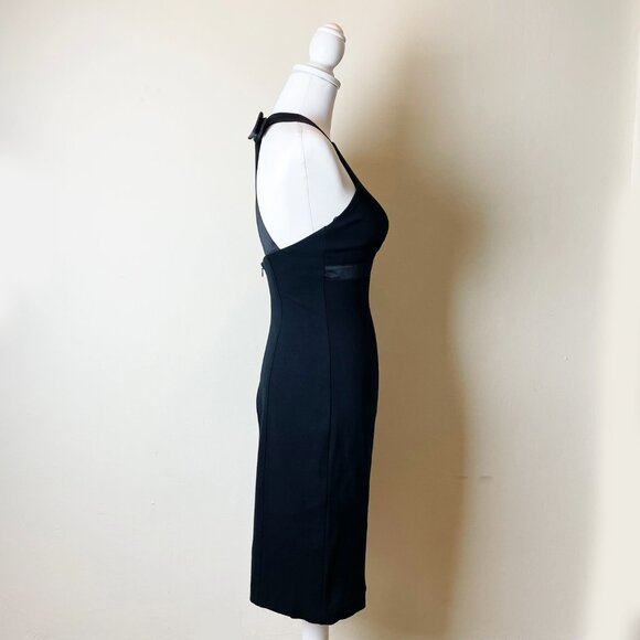 Cache Black Midi Dress | Back Bow & Buttons w/ Satin Trim | Size 4 | EUC - Picture 5 of 12